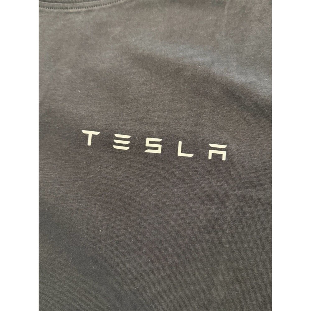 Tesla T Shirt Womens Large Black Logo Graphic Crew Neck Tee NWOT